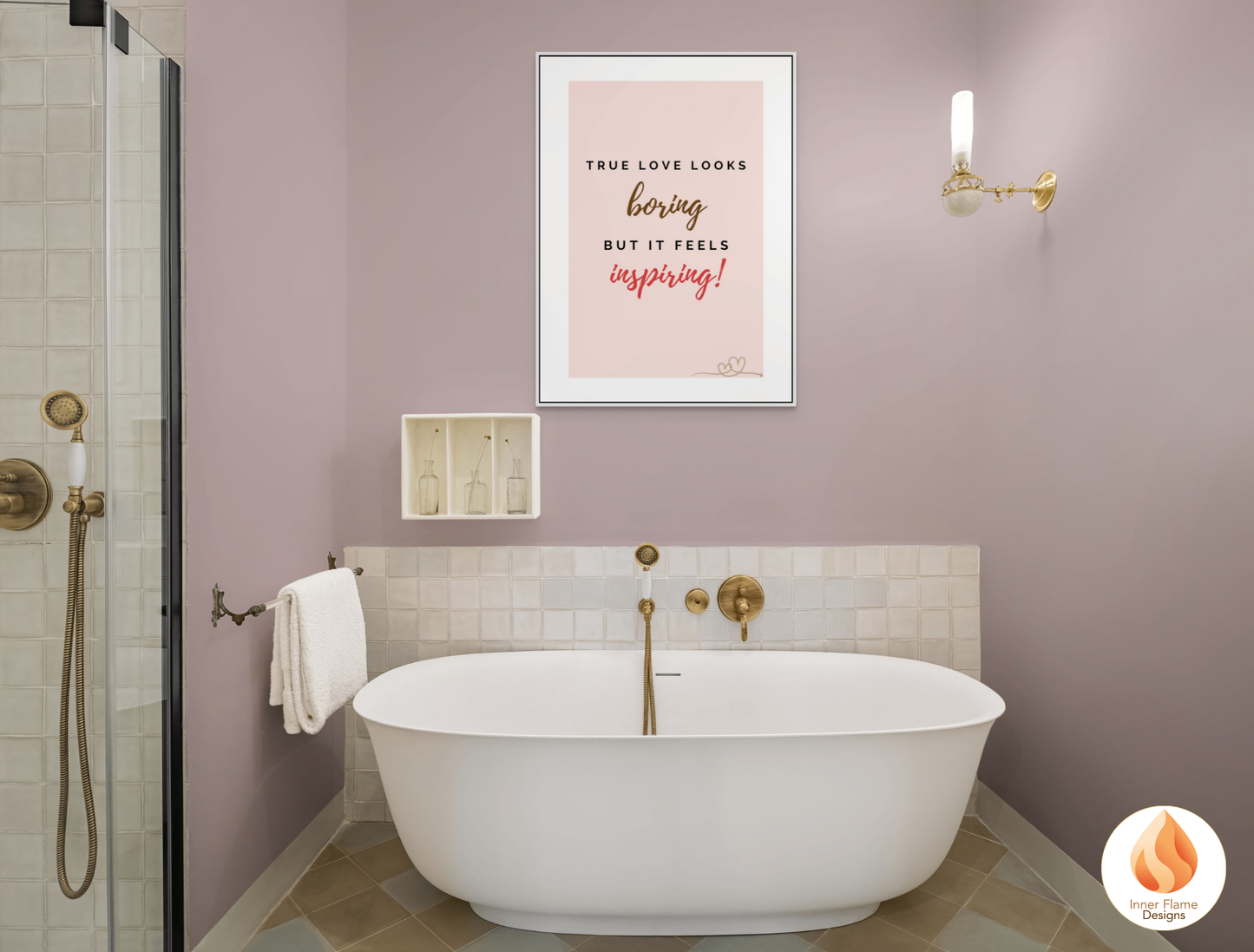 Motivational Poster with Love Inspirational Quote 1 - "True Love Looks Boring But It Feels Inspiring"