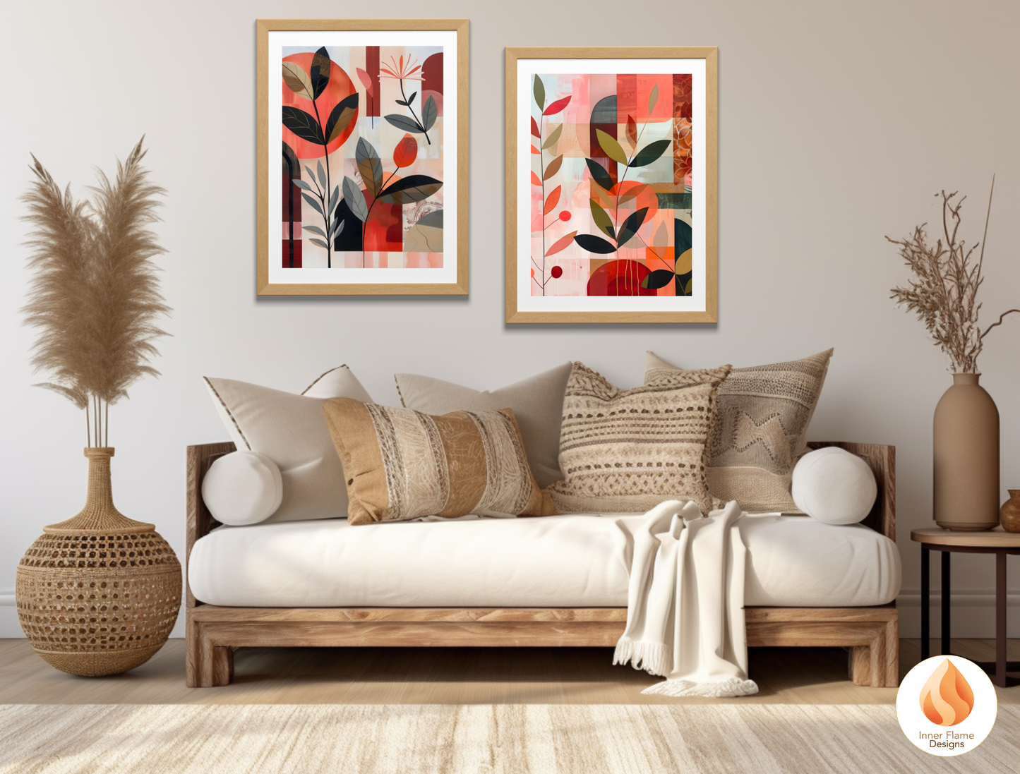 Modern Boho Wall Art Décor for Modern Home Design | Triptych Artwork (Series 2)