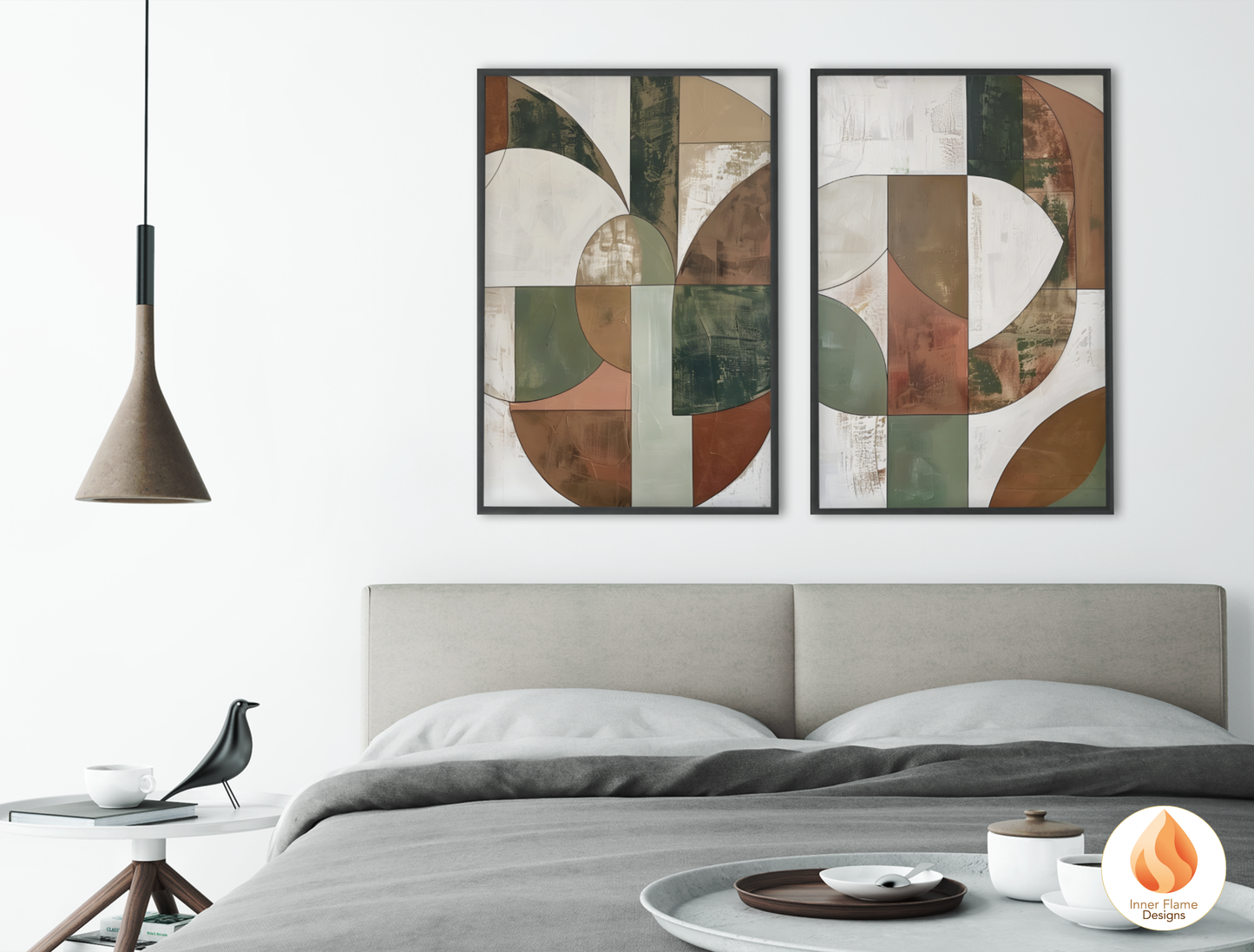 Organic Geometric Artwork for Modern Home Design | Triptych Artwork