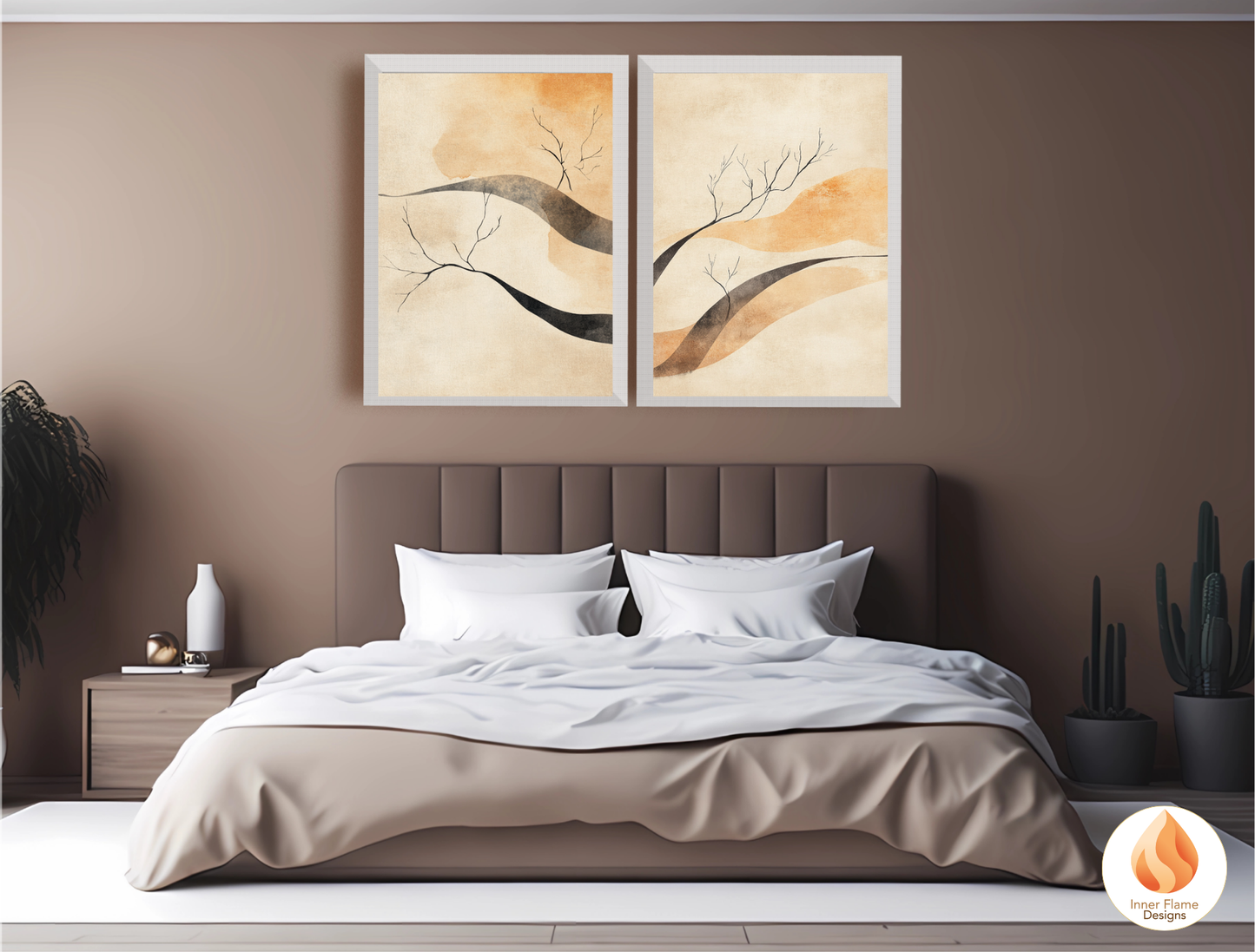 Refined Japandi Art for Modern Home Design | Triptych Artwork
