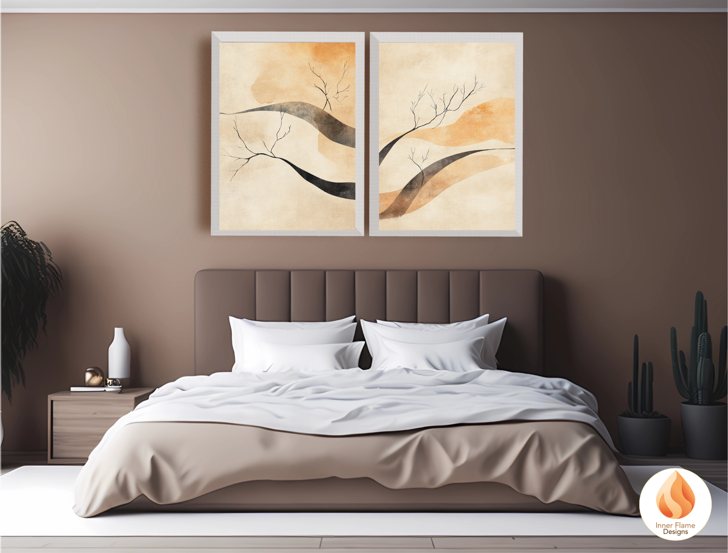 Refined Japandi Art for Modern Home Design | Triptych Artwork