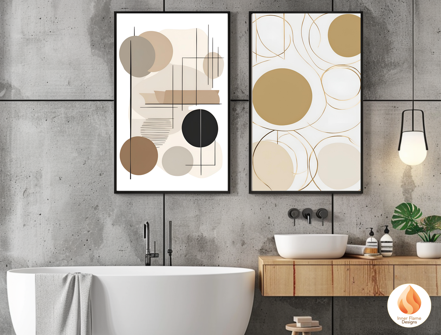 Classic Geometric Artwork for Modern Home Design | Diptych Artwork