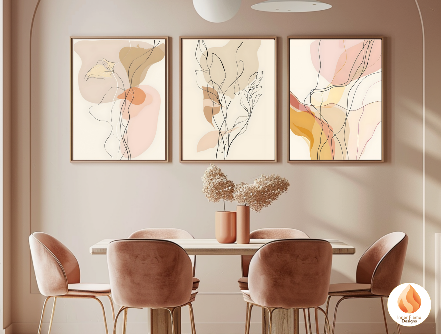 Graceful Line Art for Modern Home Design | Triptych Artwork (Series 2)