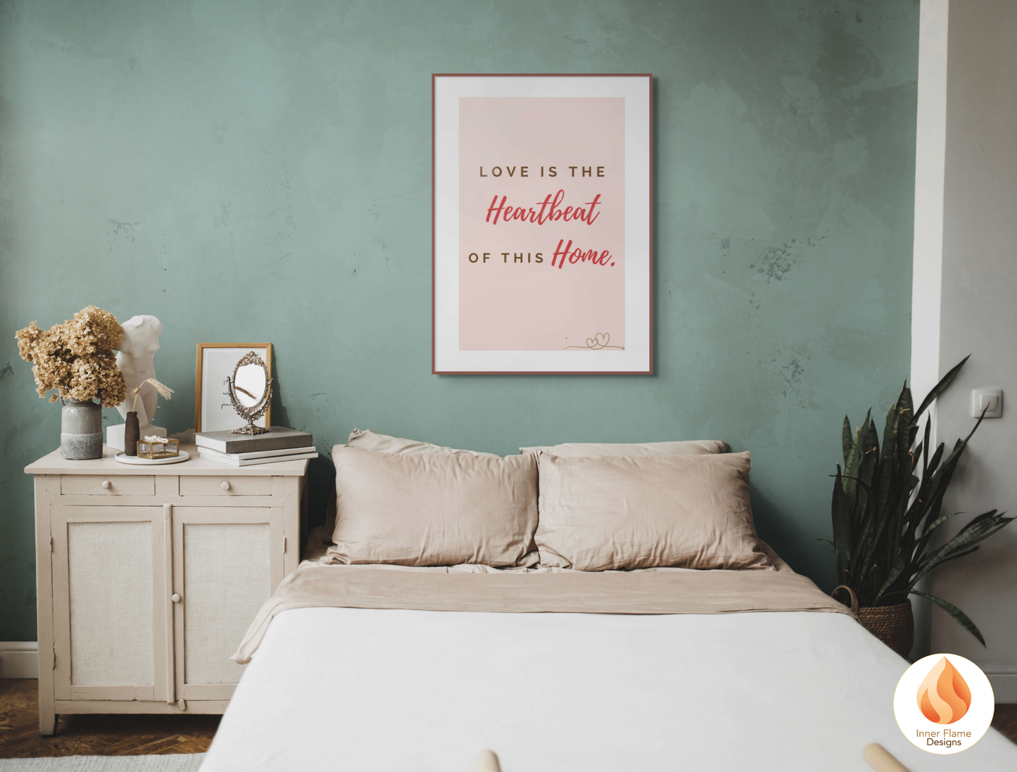 Motivational Poster with Love Inspirational Quote 4 - "Love Is The Heartbeat Of This Home"