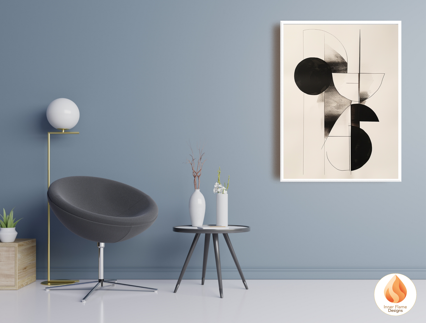 Monochromatic Geometric Artwork for Modern Home Design | Triptych Artwork