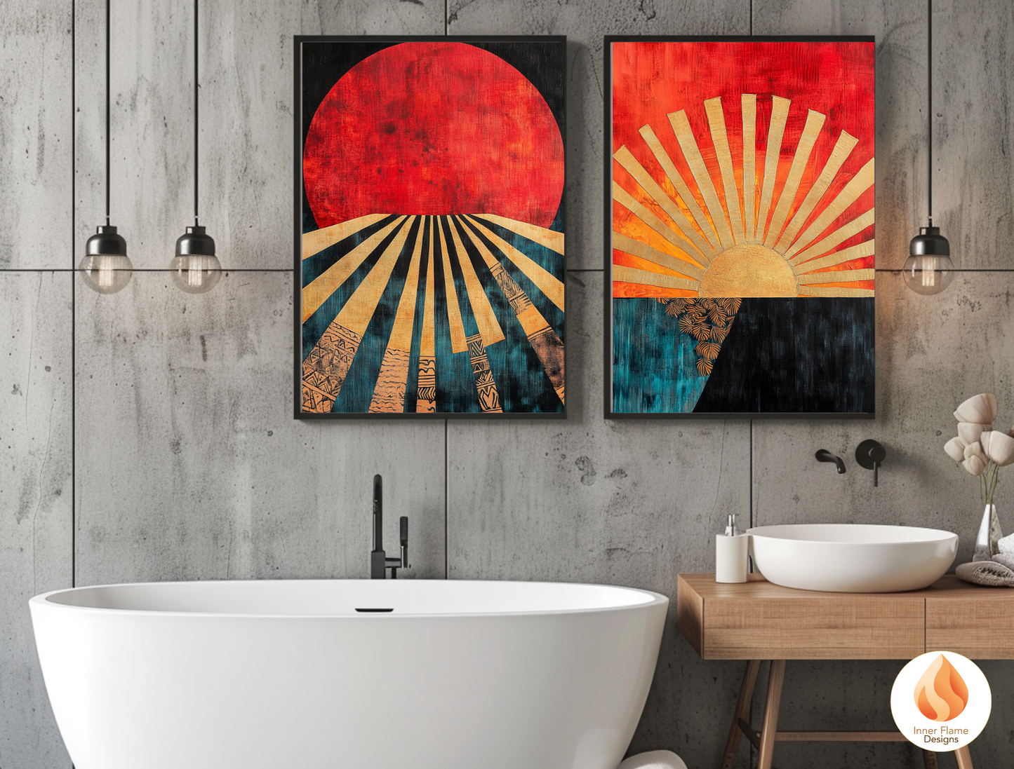 Vivid Cosmic Boho Wall Art Décor for Modern Home Design | Triptych Artwork (Series 2)