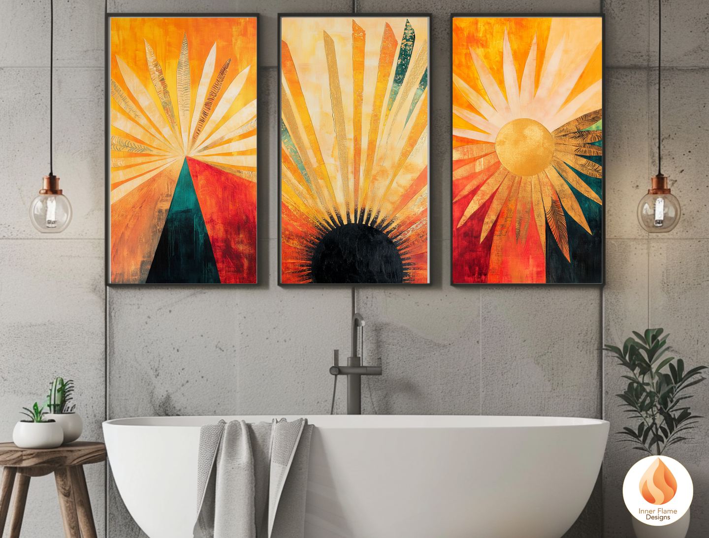 Vivid Cosmic Boho Wall Art Décor for Modern Home Design | Triptych Artwork (Series 1)