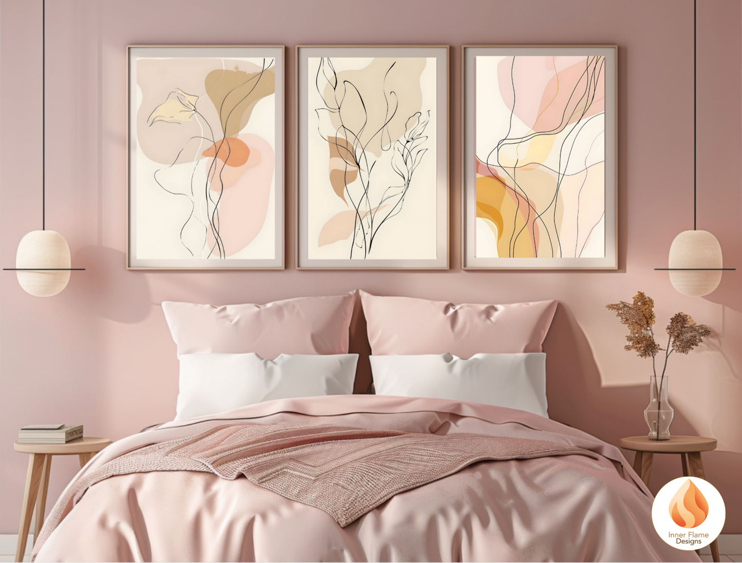 Graceful Line Art for Modern Home Design | Triptych Artwork (Series 2)