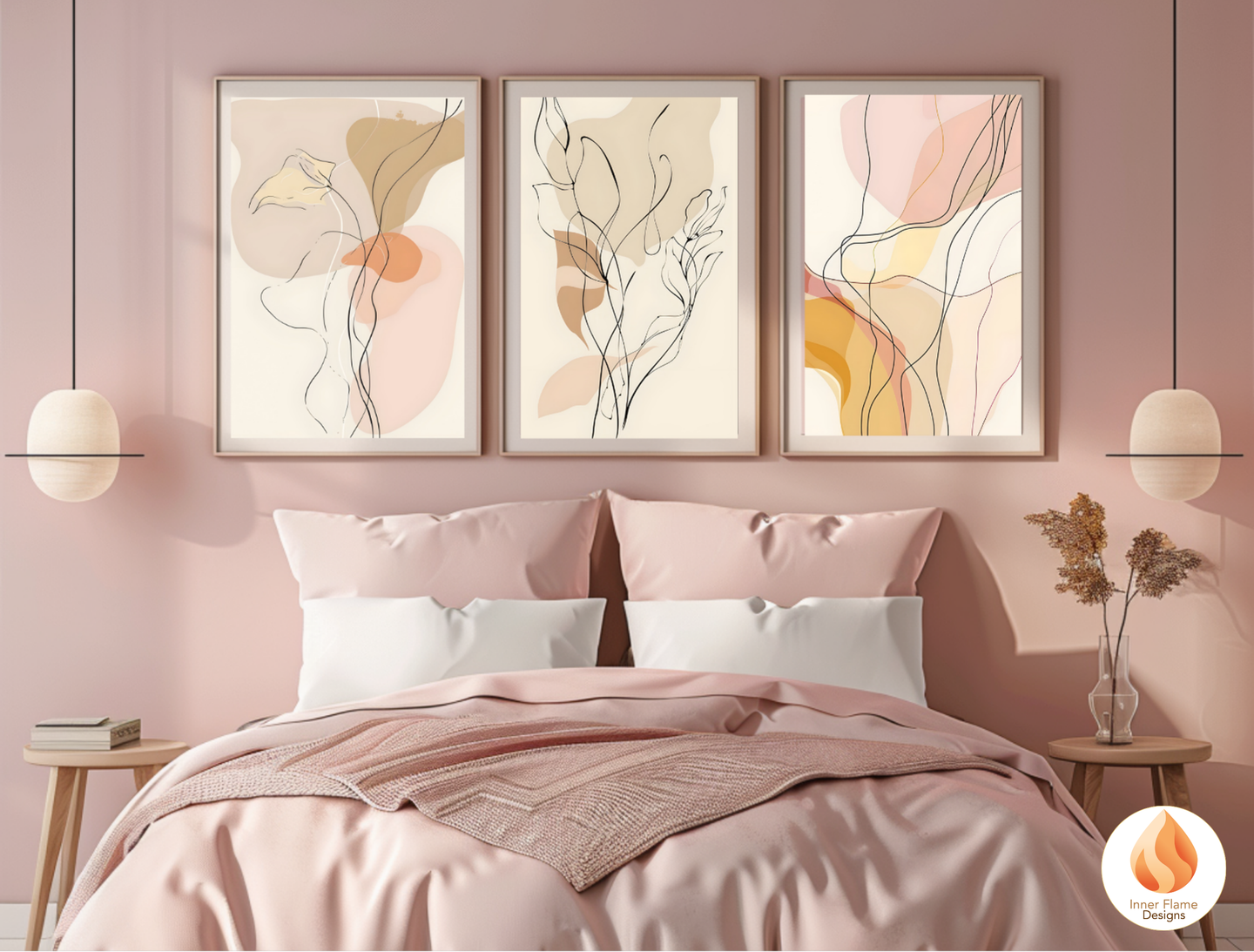 Graceful Line Art for Modern Home Design | Triptych Artwork (Series 2)
