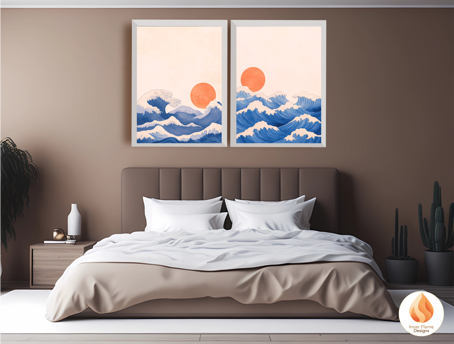Vibrant Japandi Art for Modern Home Design | Diptych Artwork (Series 1)