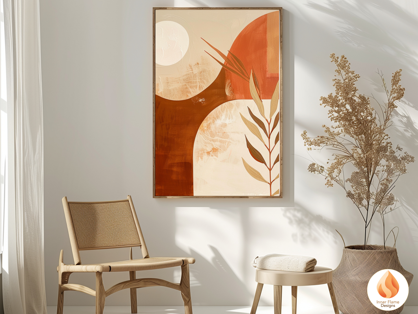 Terracotta Boho Wall Art Décor for Modern Home Design | Triptych Artwork