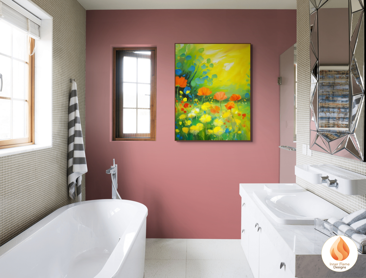 Cheerful Flower Artwork for Modern Home Design | Triptych Artwork