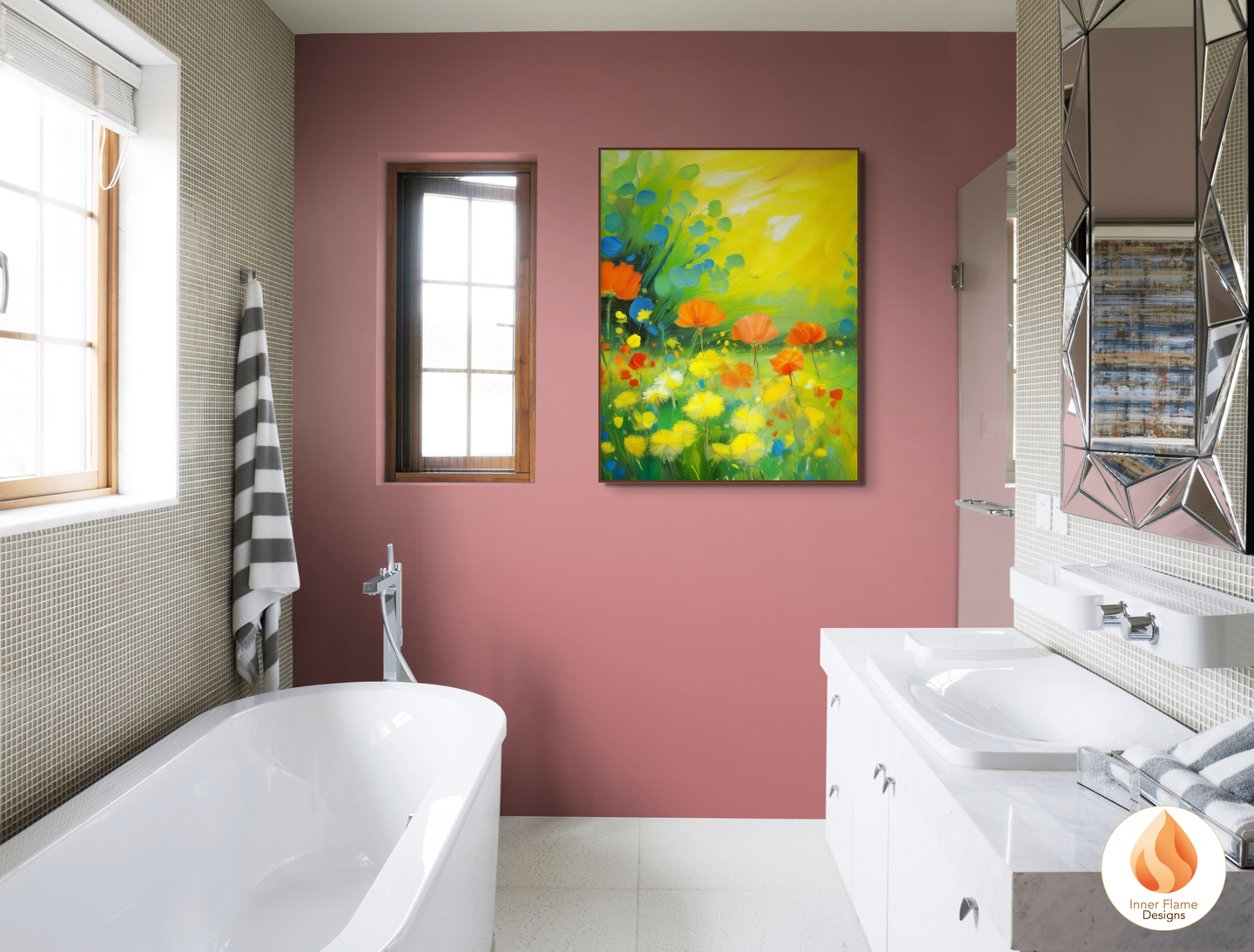 Cheerful Flower Artwork for Modern Home Design | Triptych Artwork