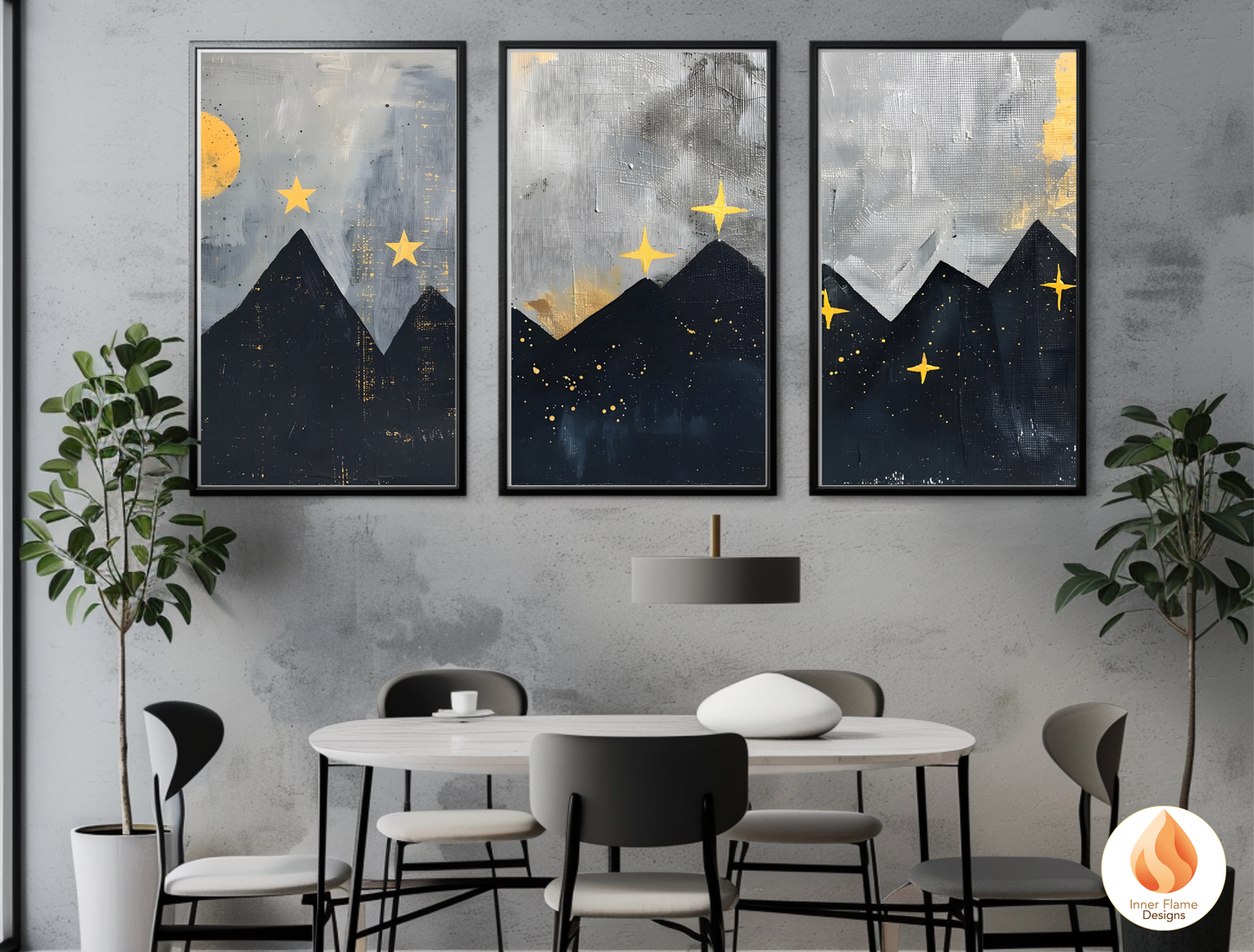 Ethereal Japandi Art for Modern Home Design | Triptych Artwork (Series 3)