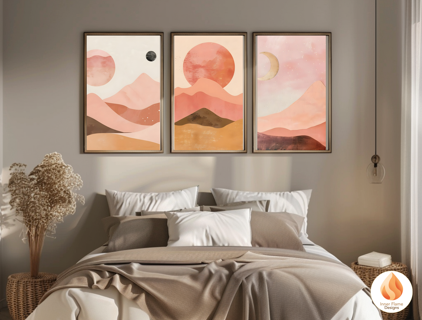 Soothing Boho Wall Art Décor for Modern Home Design | Triptych Artwork (Series 2)