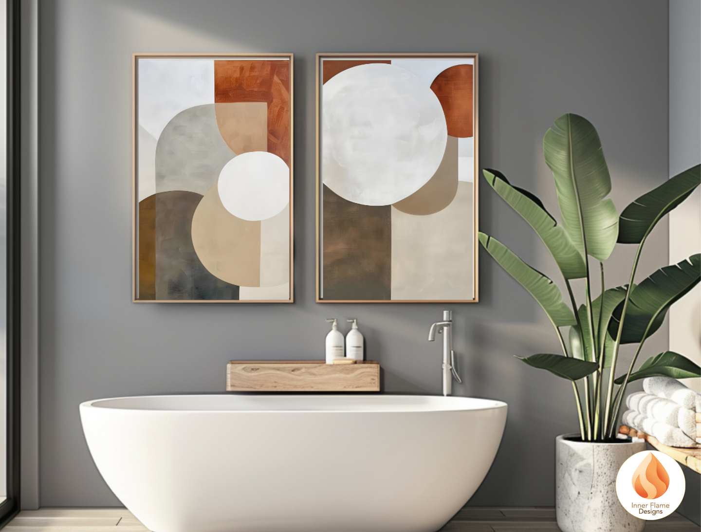 Earthy Geometric Artwork for Modern Home Design | Triptych Artwork