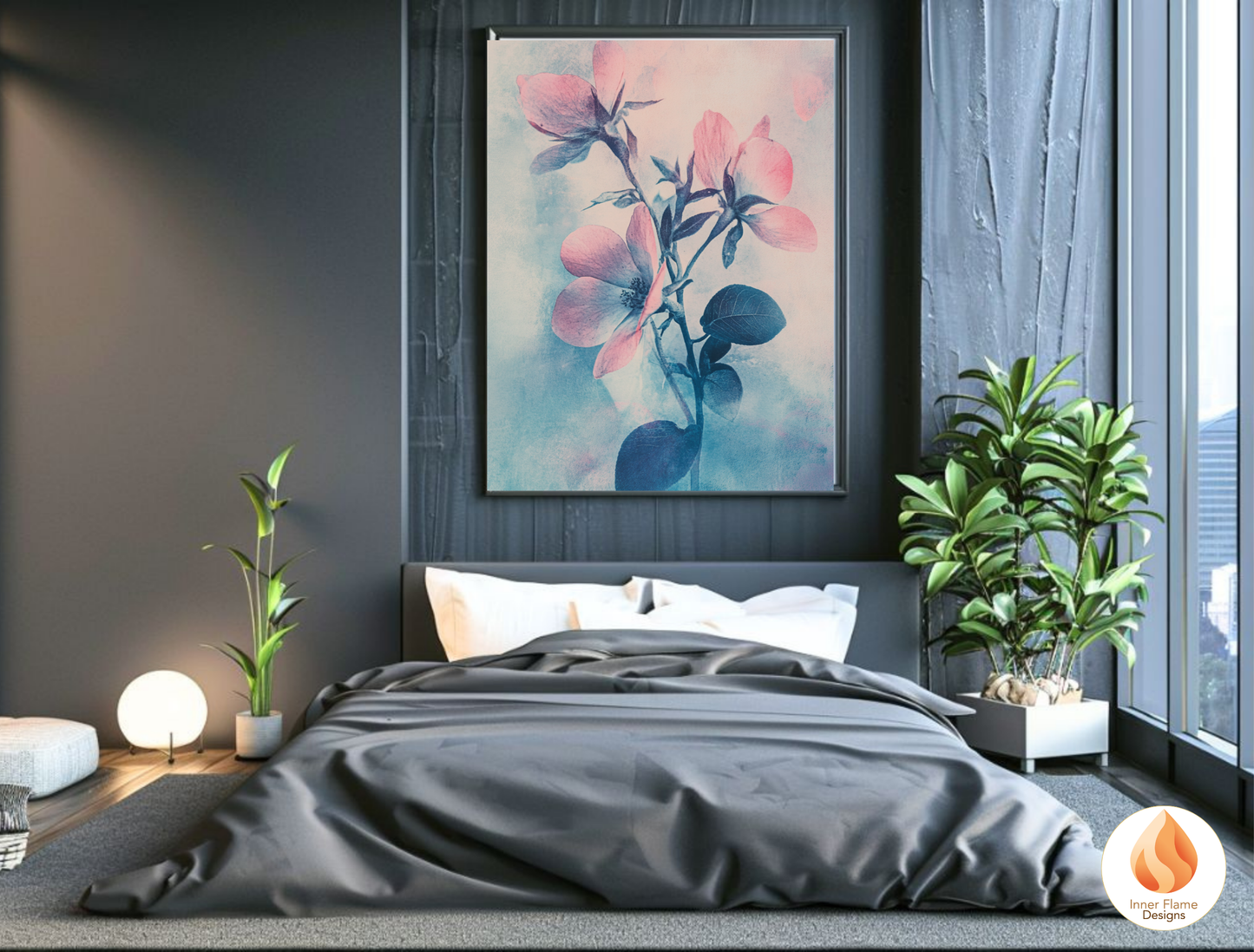 Romantic Flower Artwork for Modern Home Design | Triptych Artwork