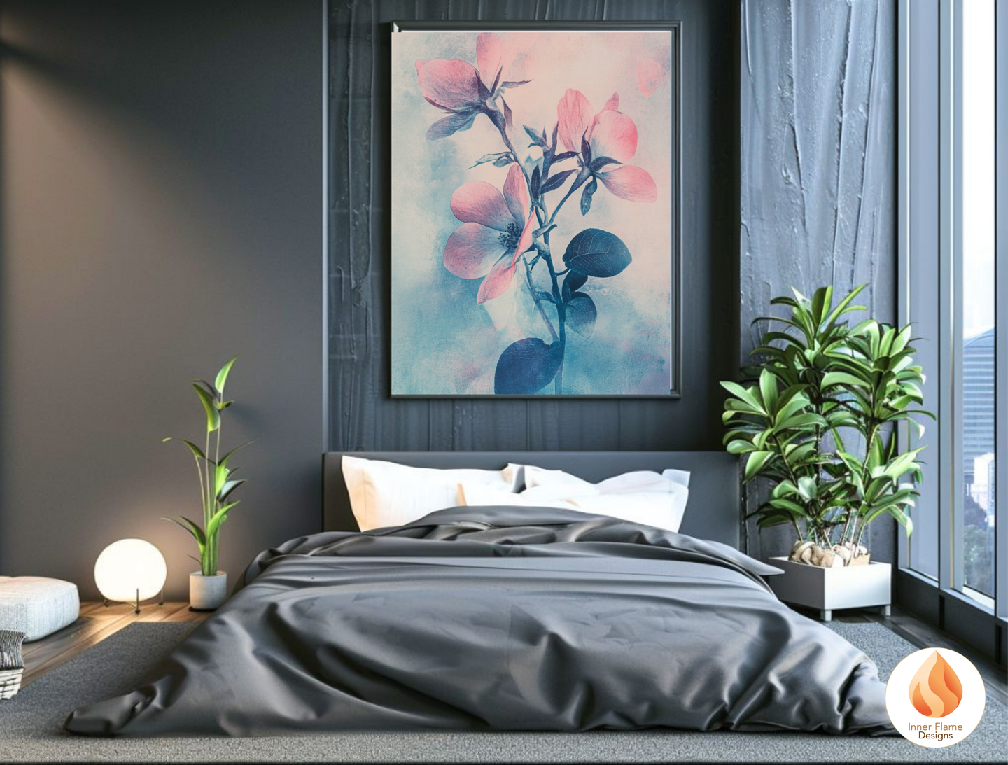 Romantic Flower Artwork for Modern Home Design | Triptych Artwork