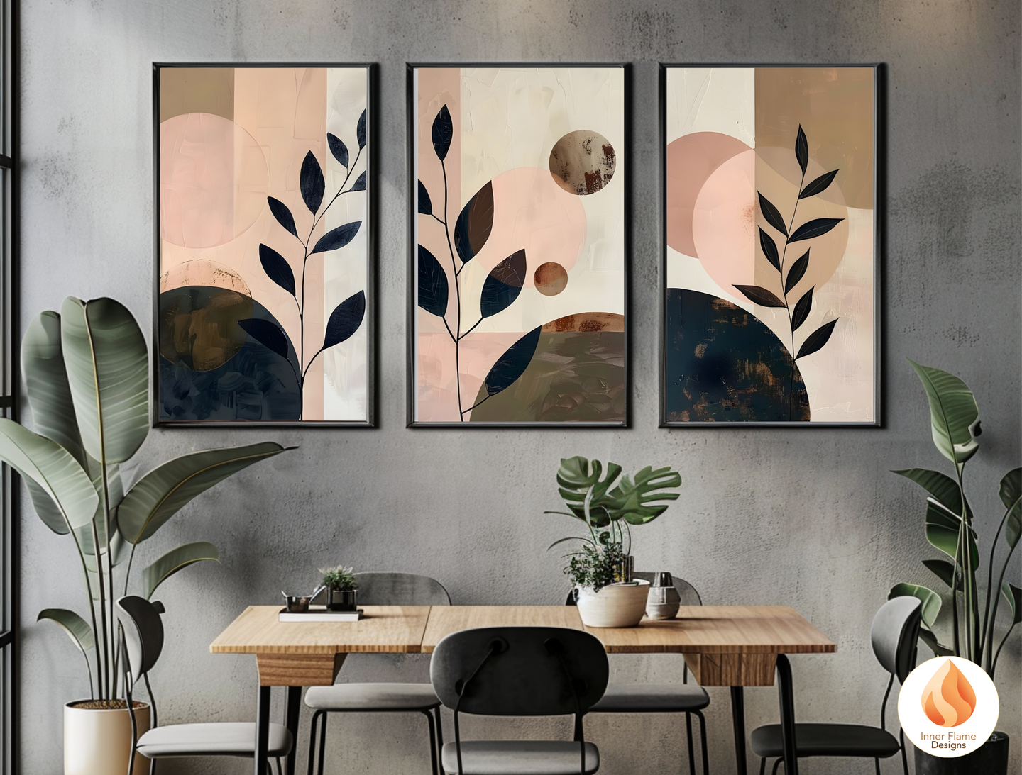 Charming Japandi Art for Modern Home Design | Triptych Artwork (Series 4)