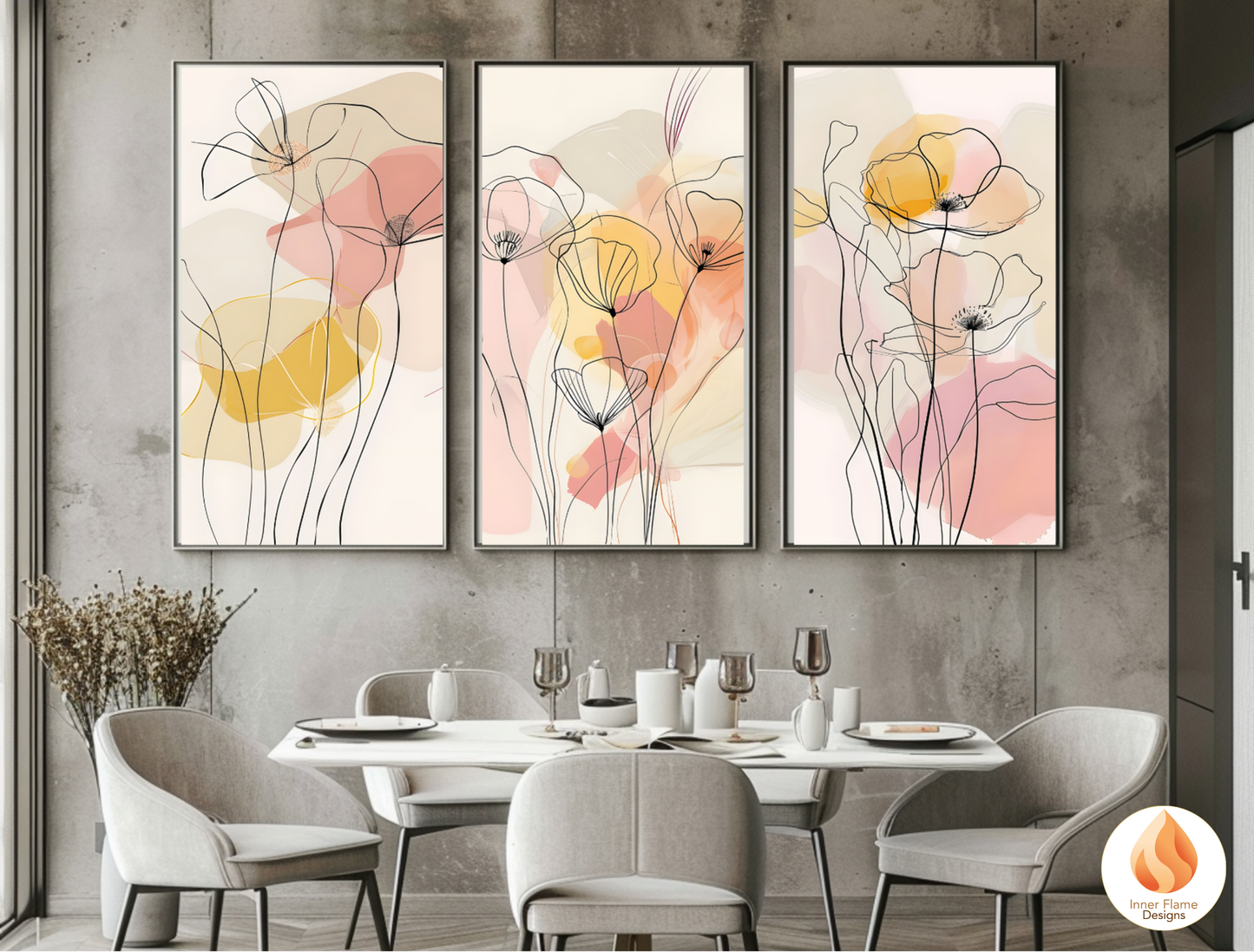 Graceful Line Art for Modern Home Design | Triptych Artwork (Series 4)