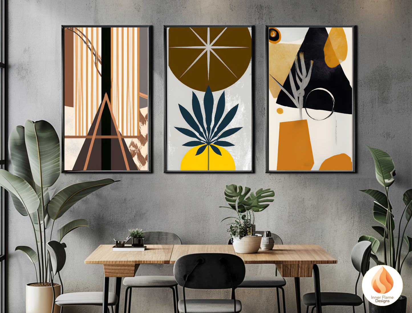 Eclectic Boho Wall Art Décor for Modern Home Design | Triptych Artwork (Series 2)