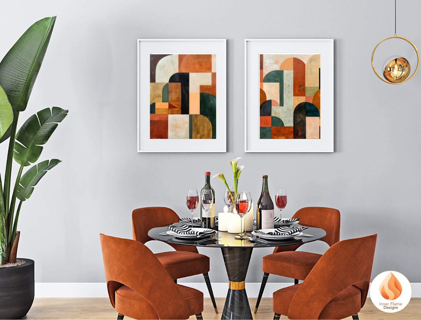 Distinctive Geometric Artwork for Modern Home Design | Triptych Artwork