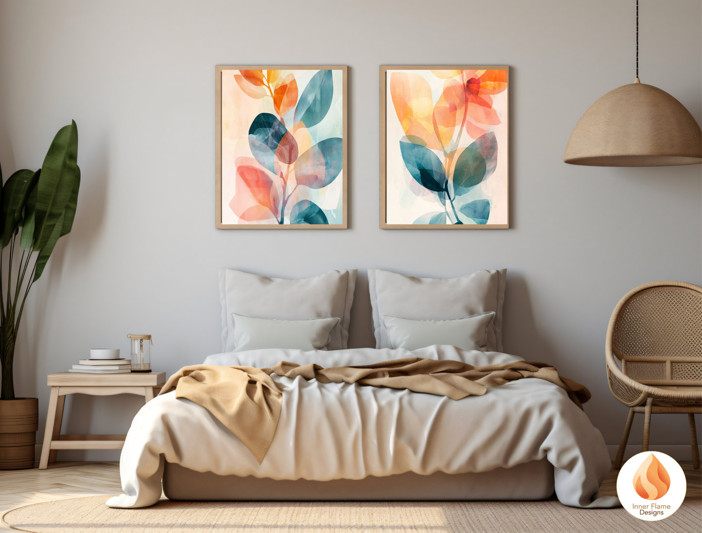 Refreshing Flower Artwork for Modern Home Design | Triptych Artwork