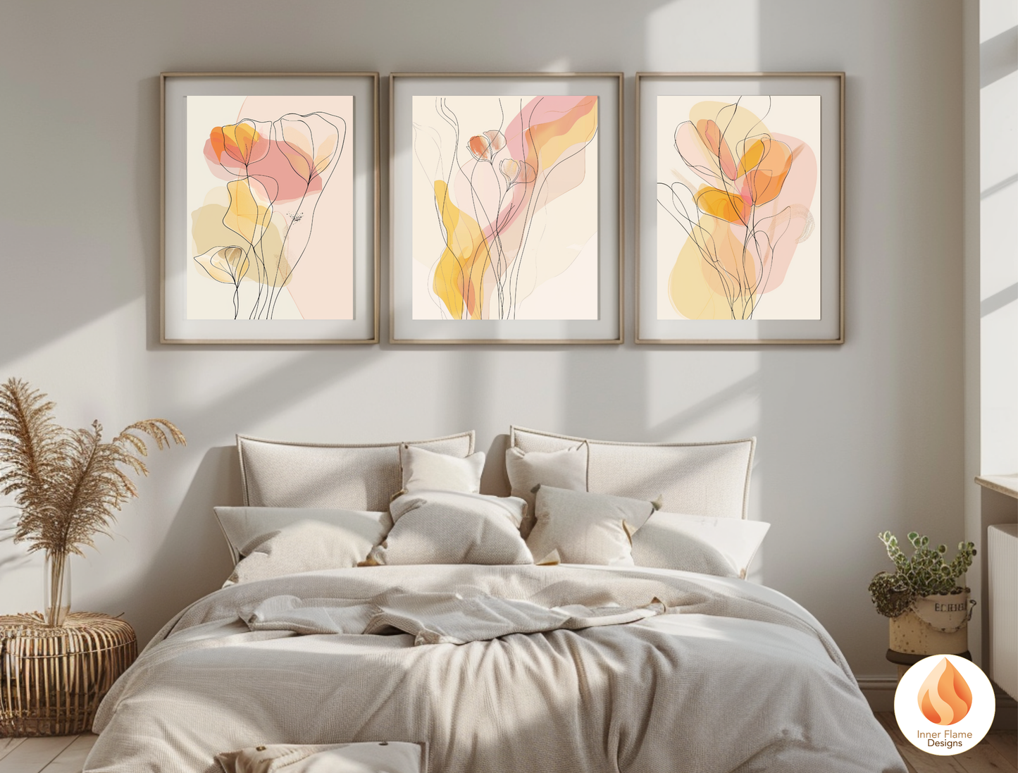 Graceful Line Art for Modern Home Design | Triptych Artwork (Series 3)