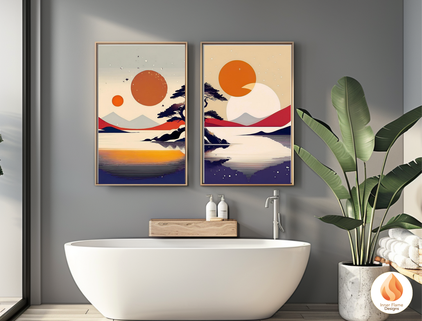 Striking Japandi Art for Modern Home Design | Triptych Artwork