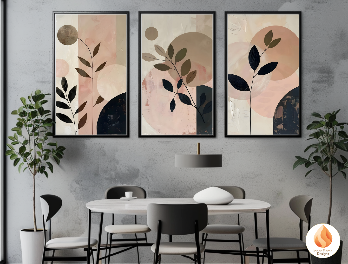 Charming Japandi Art for Modern Home Design | Triptych Artwork (Series 3)