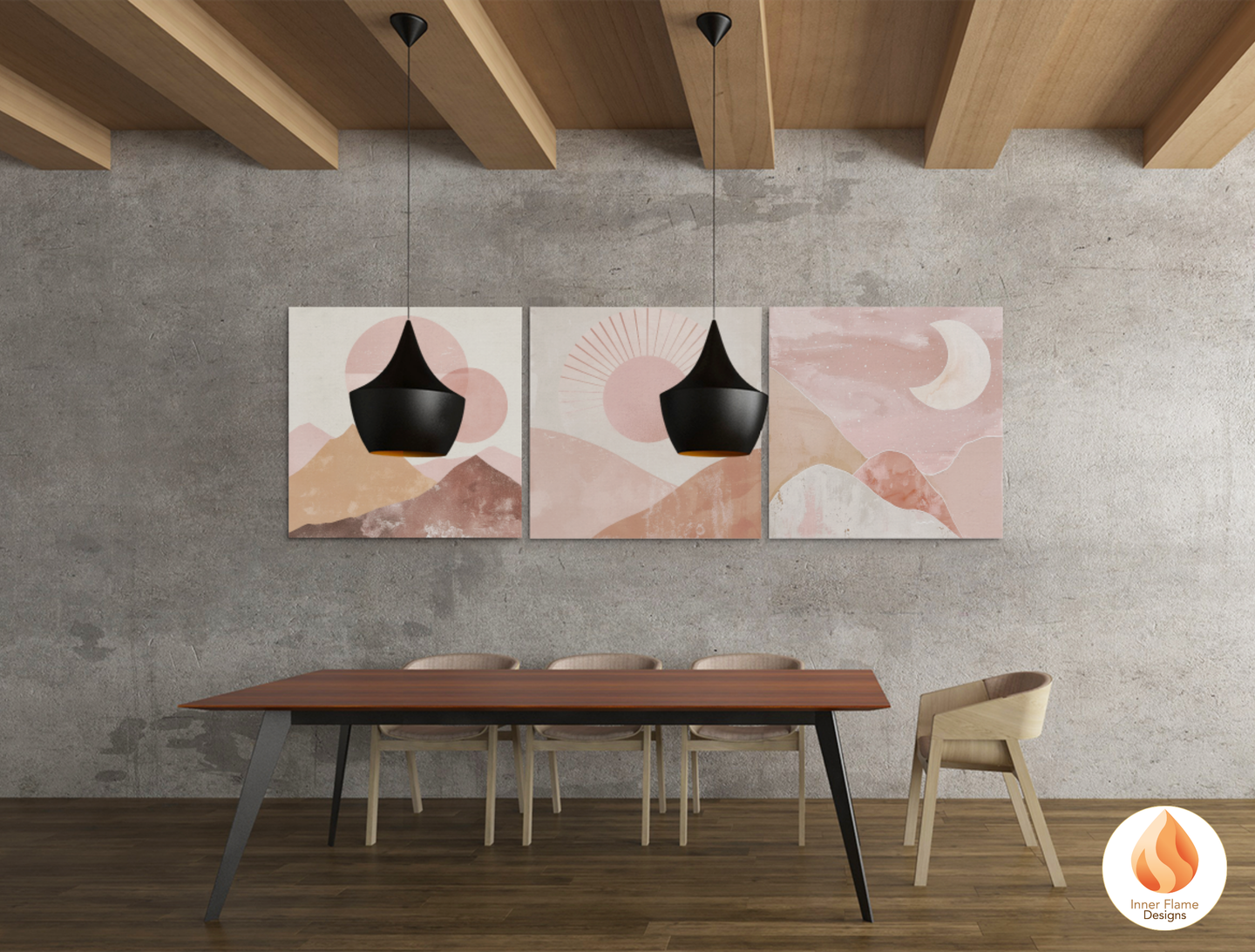 Soothing Boho Wall Art Décor for Modern Home Design | Triptych Artwork (Series 1)
