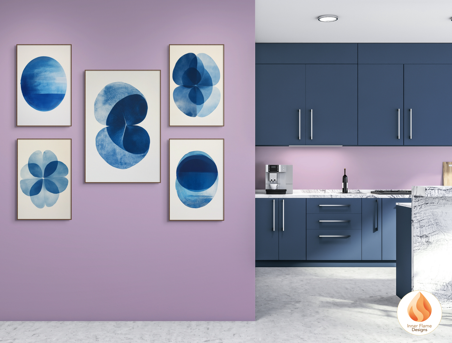 Striking Geometric Artwork for Modern Home Design | Five Piece Wall Art