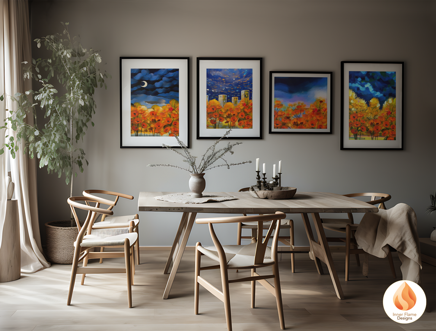 Vivid Flower Artwork for Modern Home Design | Four Piece Artwork
