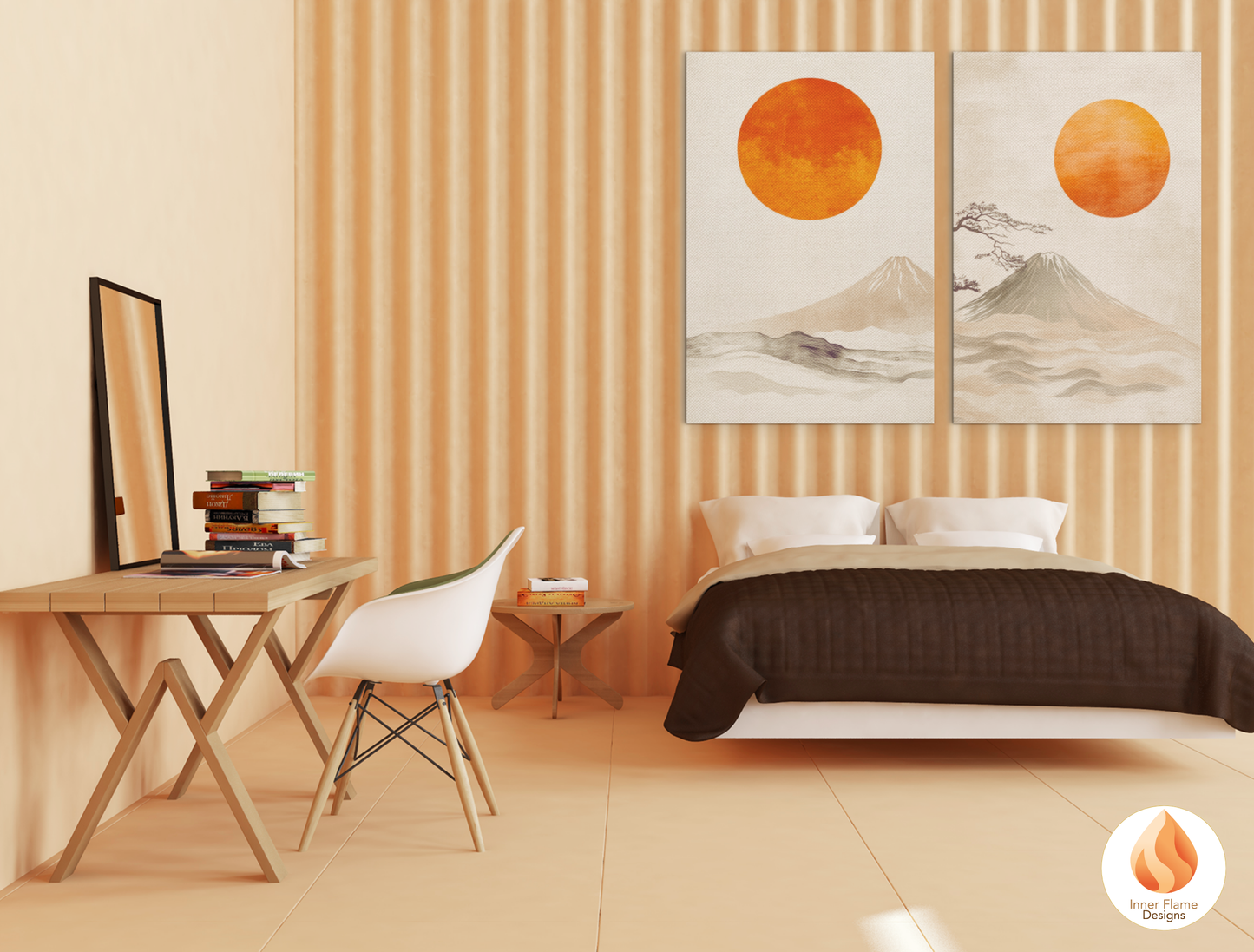 Harmonious Japandi Art for Modern Home Design | Diptych Artwork (Series 2)