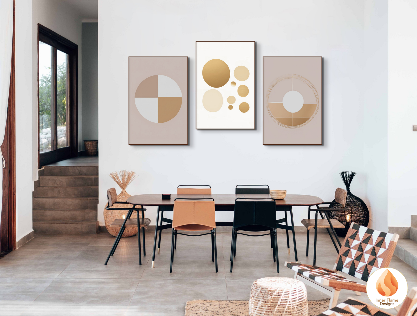 Sophisticated Geometric Artwork for Modern Home Design | Triptych Artwork