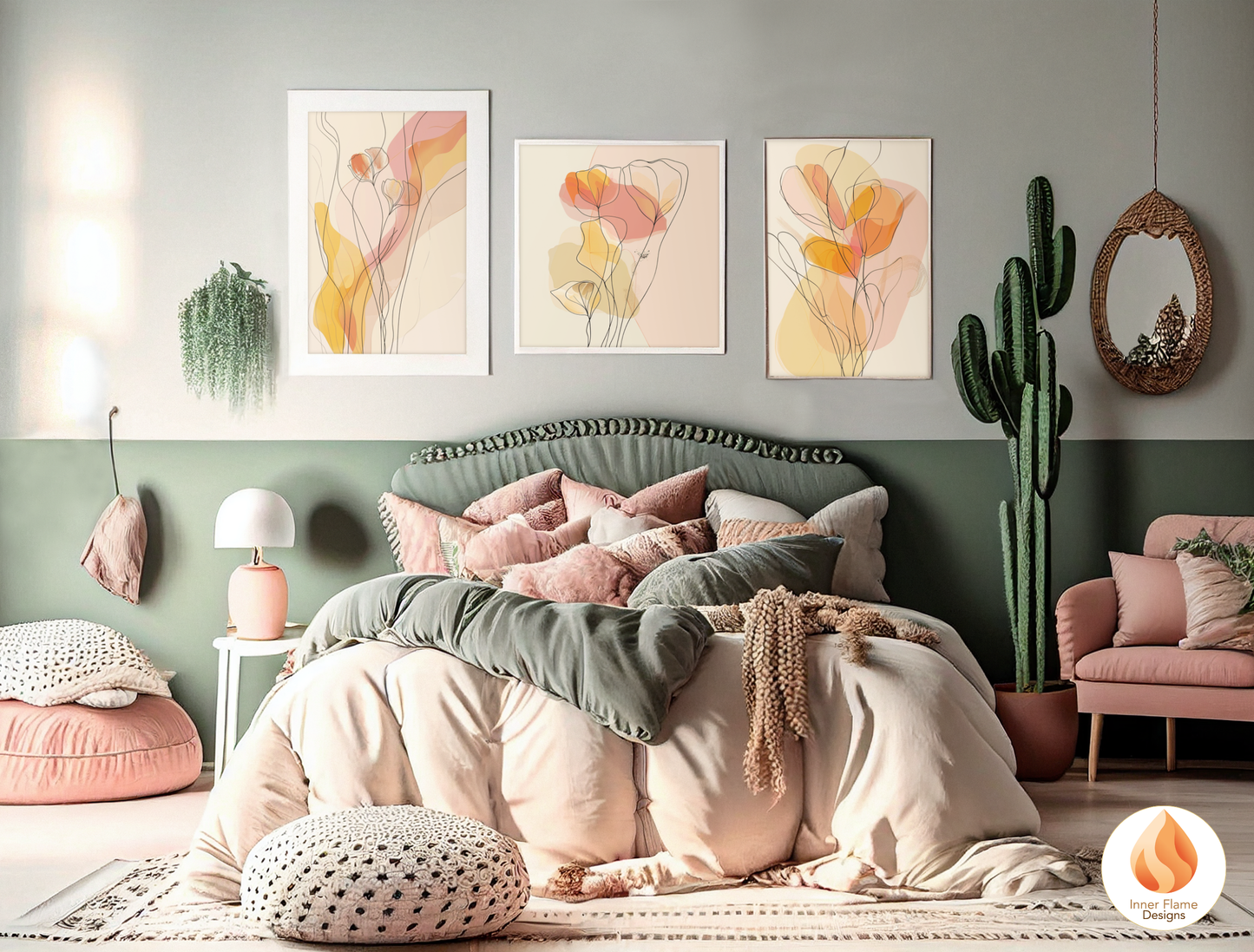 Graceful Line Art for Modern Home Design | Triptych Artwork (Series 3)