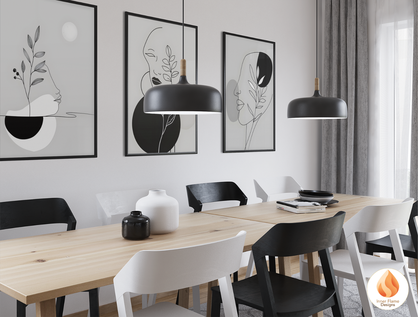 Sophisticated Line Art for Modern Home Design | Triptych Artwork