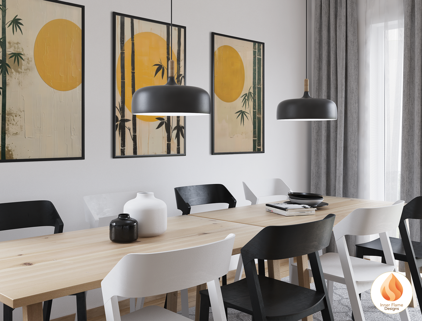 Tranquil Japandi Art for Modern Home Design | Triptych Artwork (Series 2)