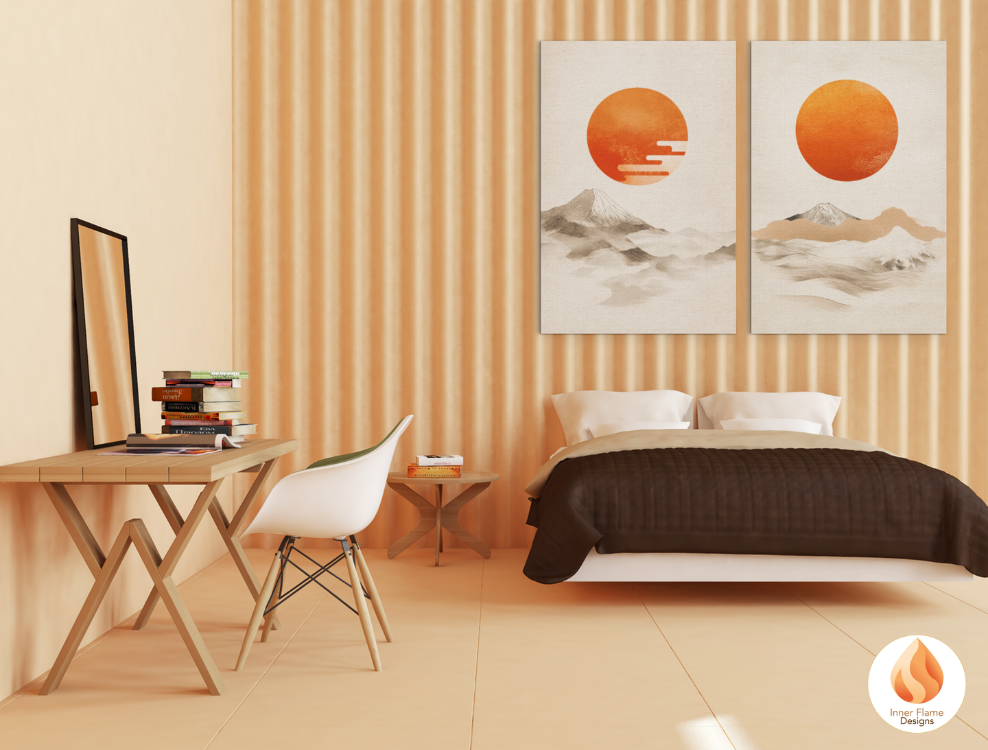 Harmonious Japandi Art for Modern Home Design | Diptych Artwork (Series 1)