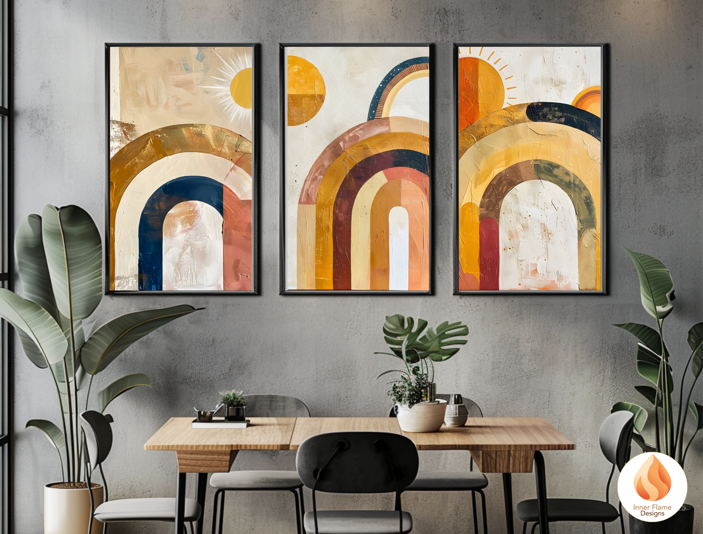 Eclectic Boho Wall Art Décor for Modern Home Design | Triptych Artwork (Series 4)