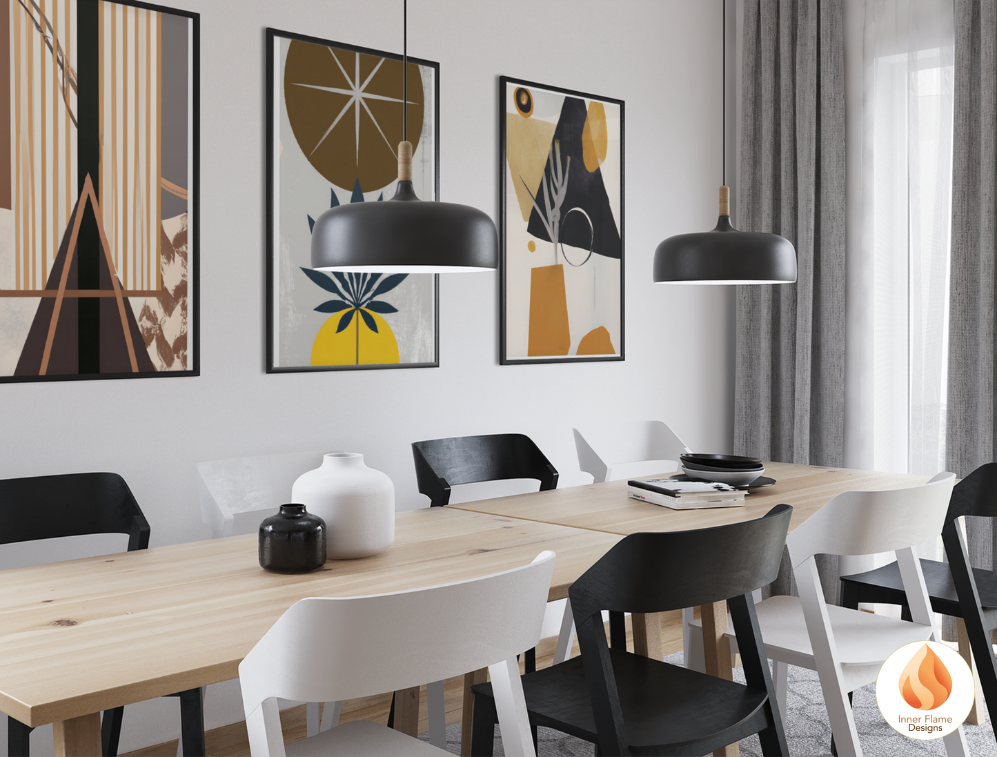 Eclectic Boho Wall Art Décor for Modern Home Design | Triptych Artwork (Series 2)
