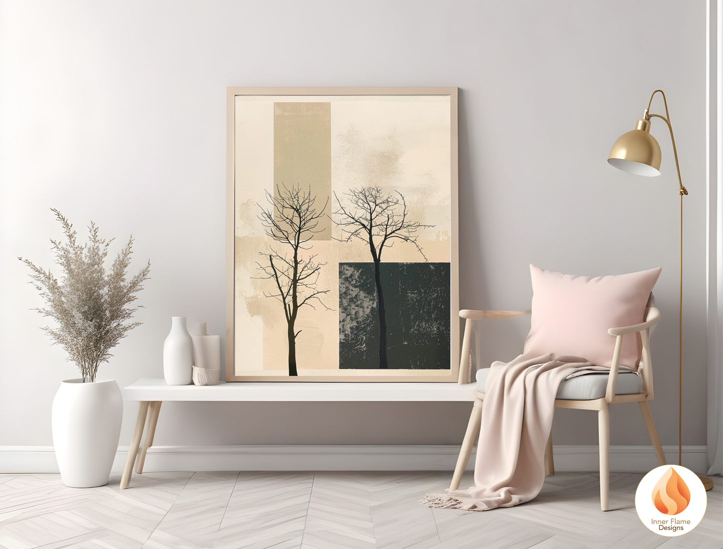 Delicate Japandi Art for Modern Home Design | Triptych Artwork