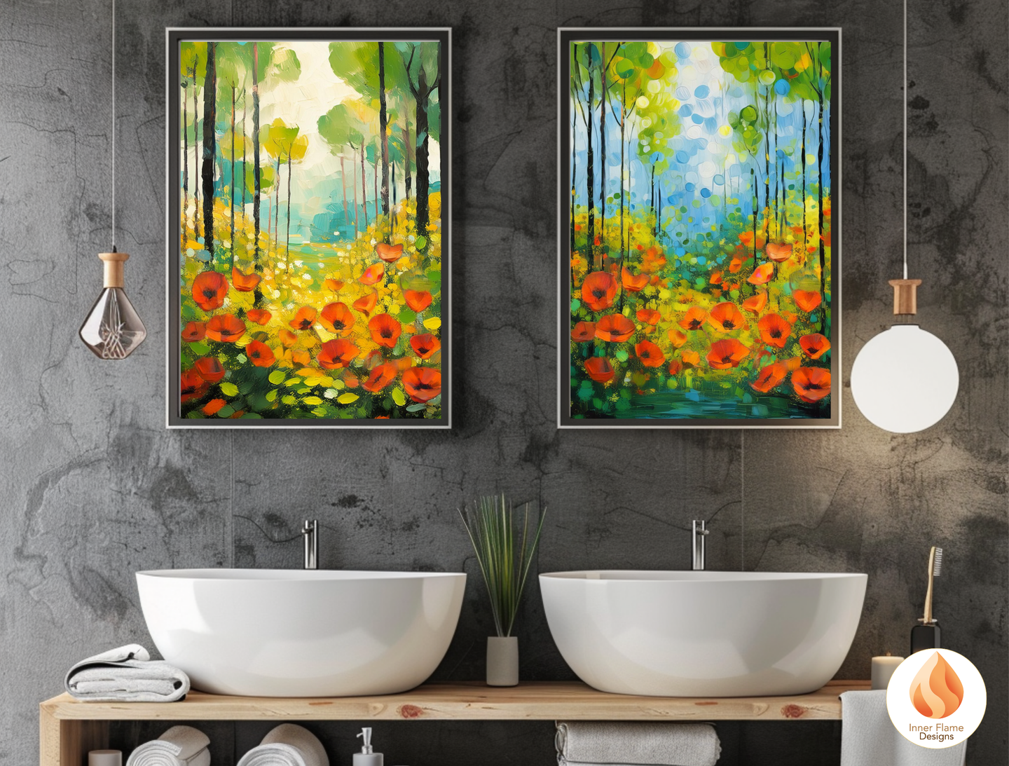 Whimsical Flower Artwork for Modern Home Design | Triptych Artwork