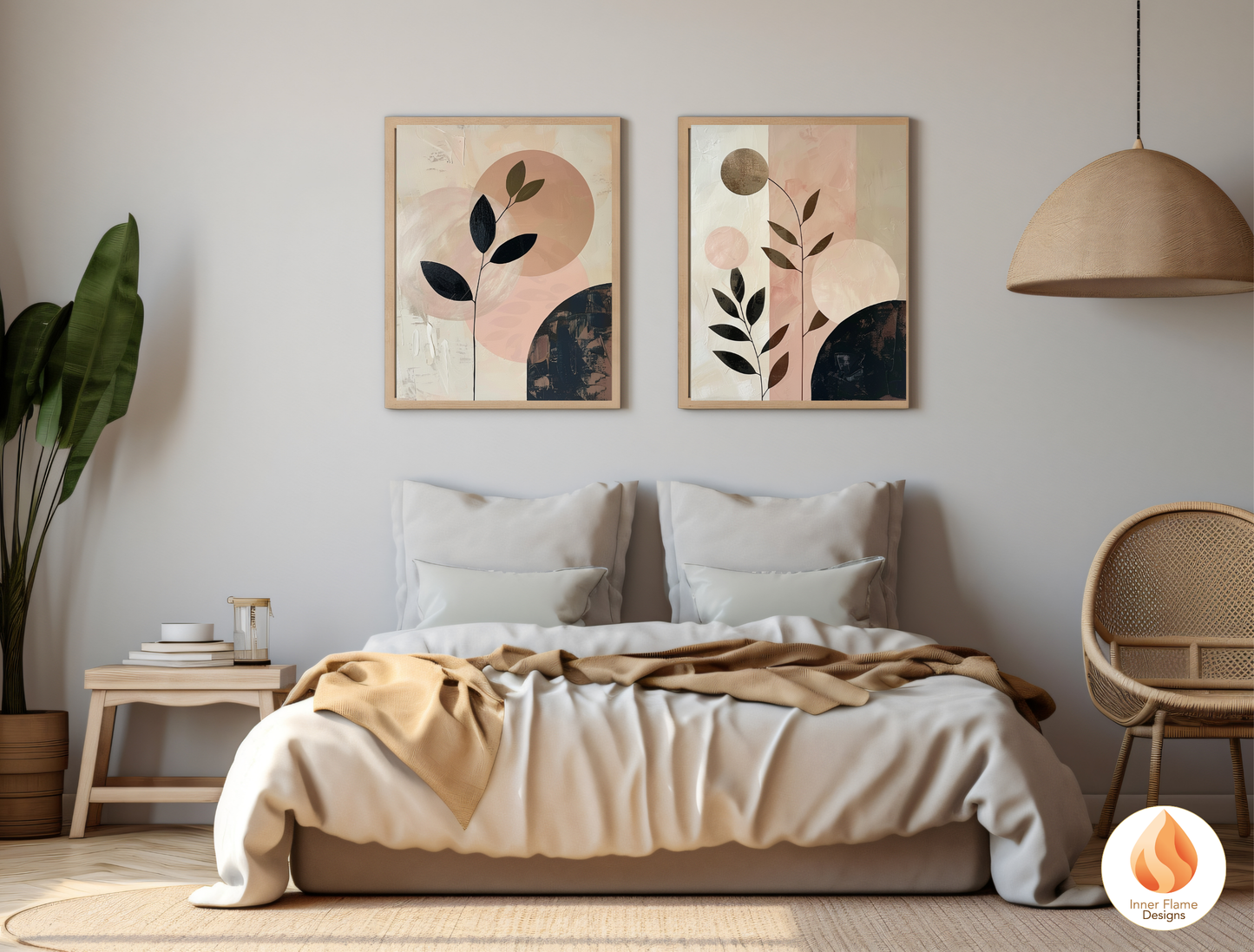 Charming Japandi Art for Modern Home Design | Triptych Artwork (Series 3)