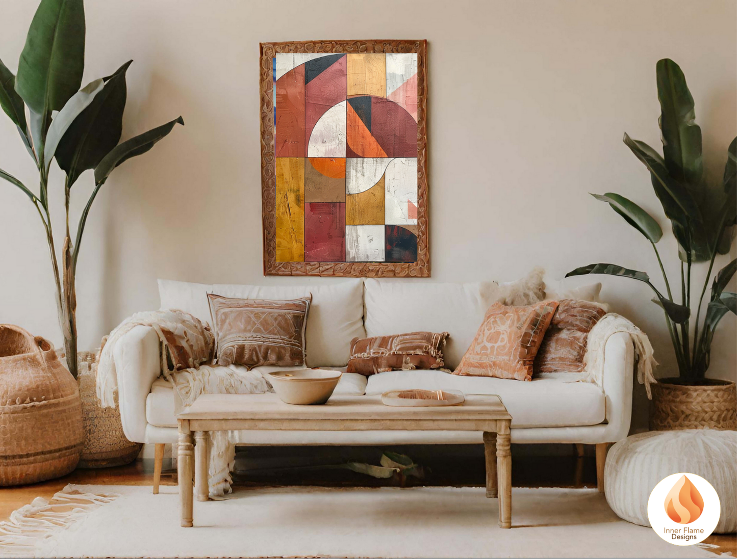 Bold Geometric Artwork for Modern Home Design | Triptych Artwork