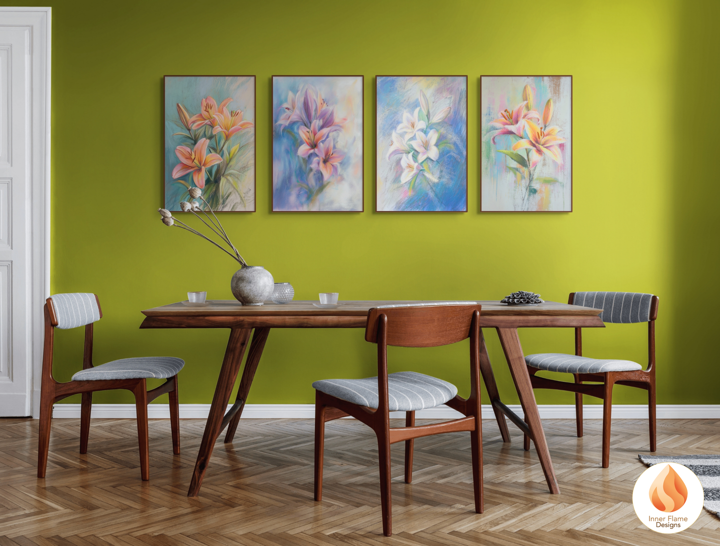 Delicate Flower Artwork for Modern Home Design | Four Piece Artwork