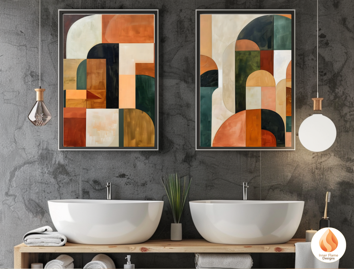 Distinctive Geometric Artwork for Modern Home Design | Triptych Artwork