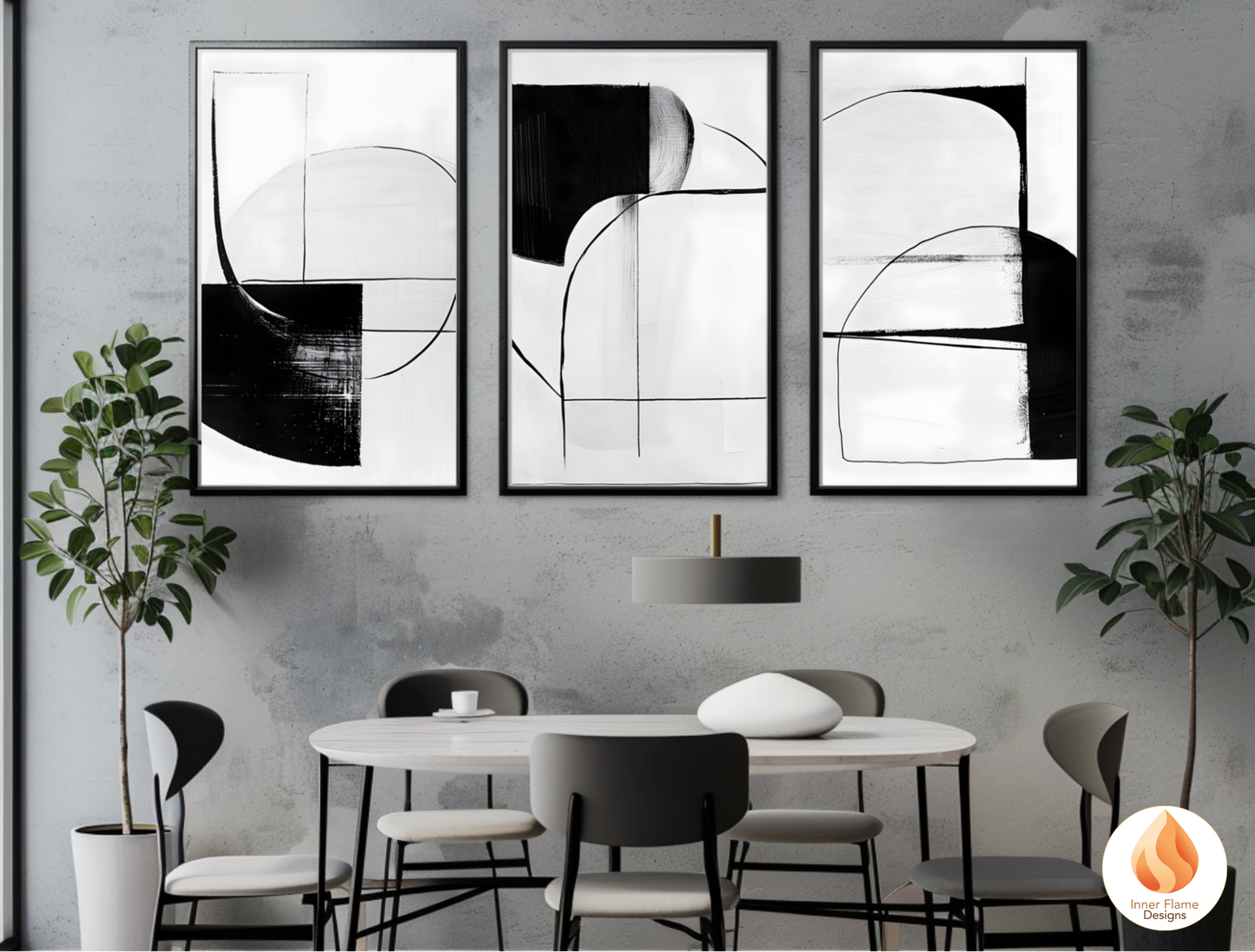 Monochromatic Line Art for Modern Home Design | Triptych Artwork (Series 1)
