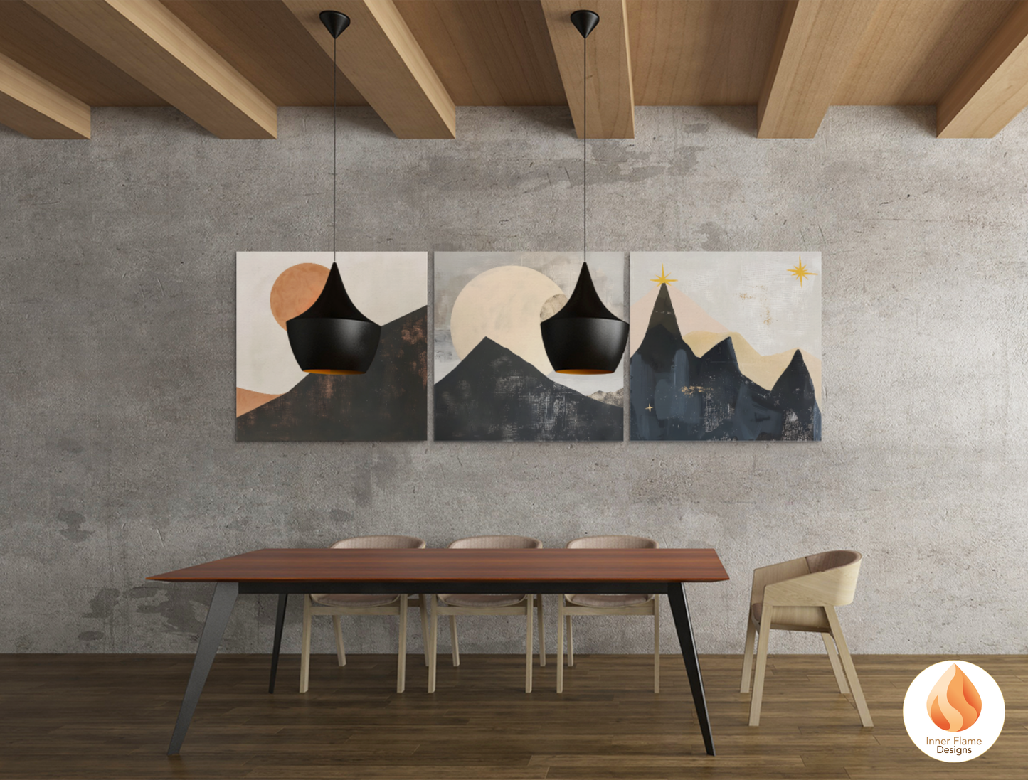 Ethereal Japandi Art for Modern Home Design | Triptych Artwork (Series 2)