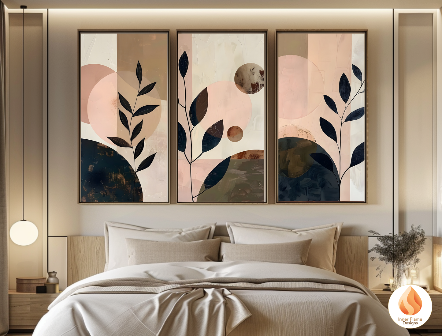Charming Japandi Art for Modern Home Design | Triptych Artwork (Series 4)